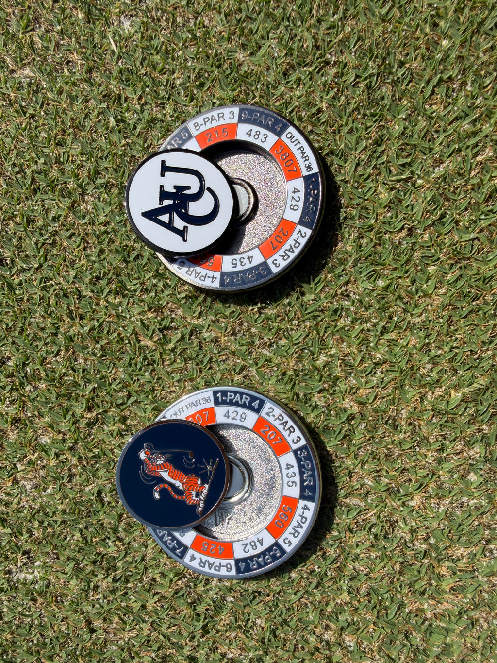 PRG AUC Yardages Nickel / Gunmetal Reversible Ball Marker