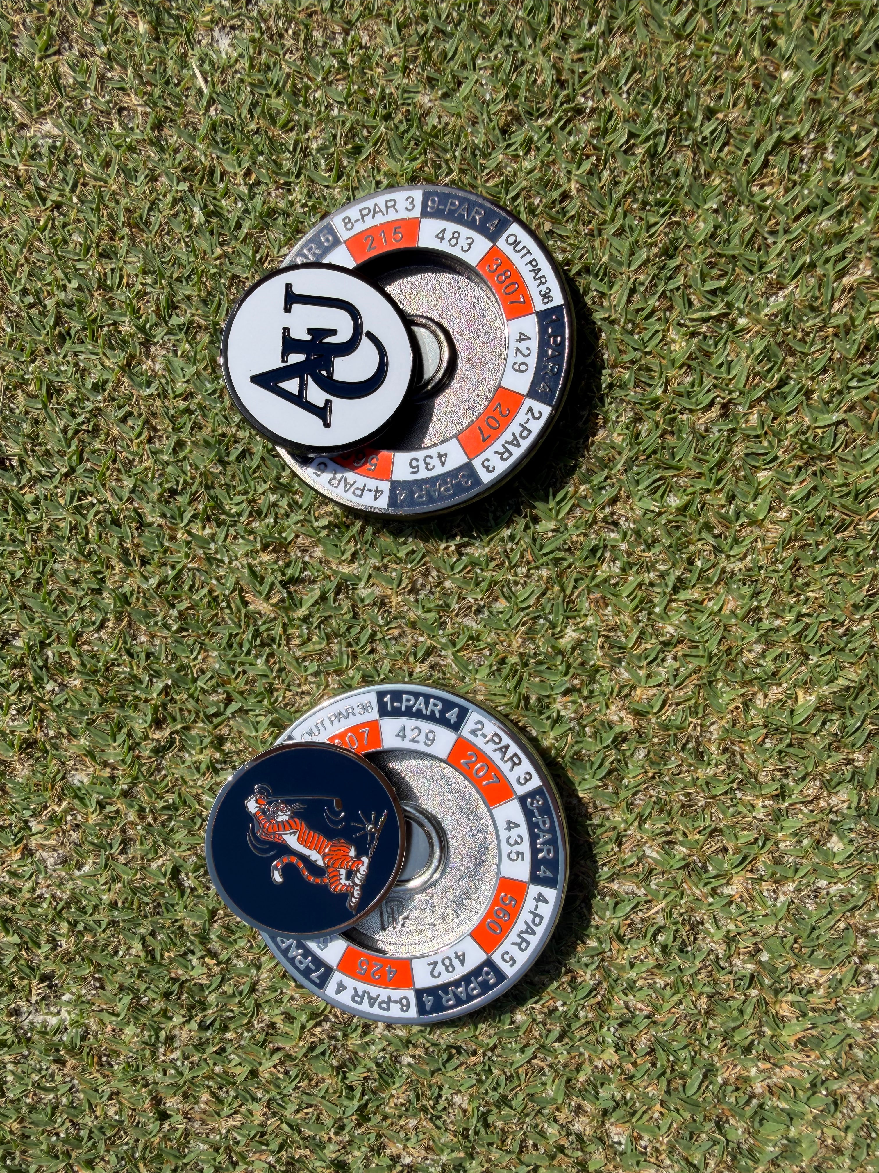 PRG AUC Yardages Nickel / Gunmetal Reversible Ball Marker