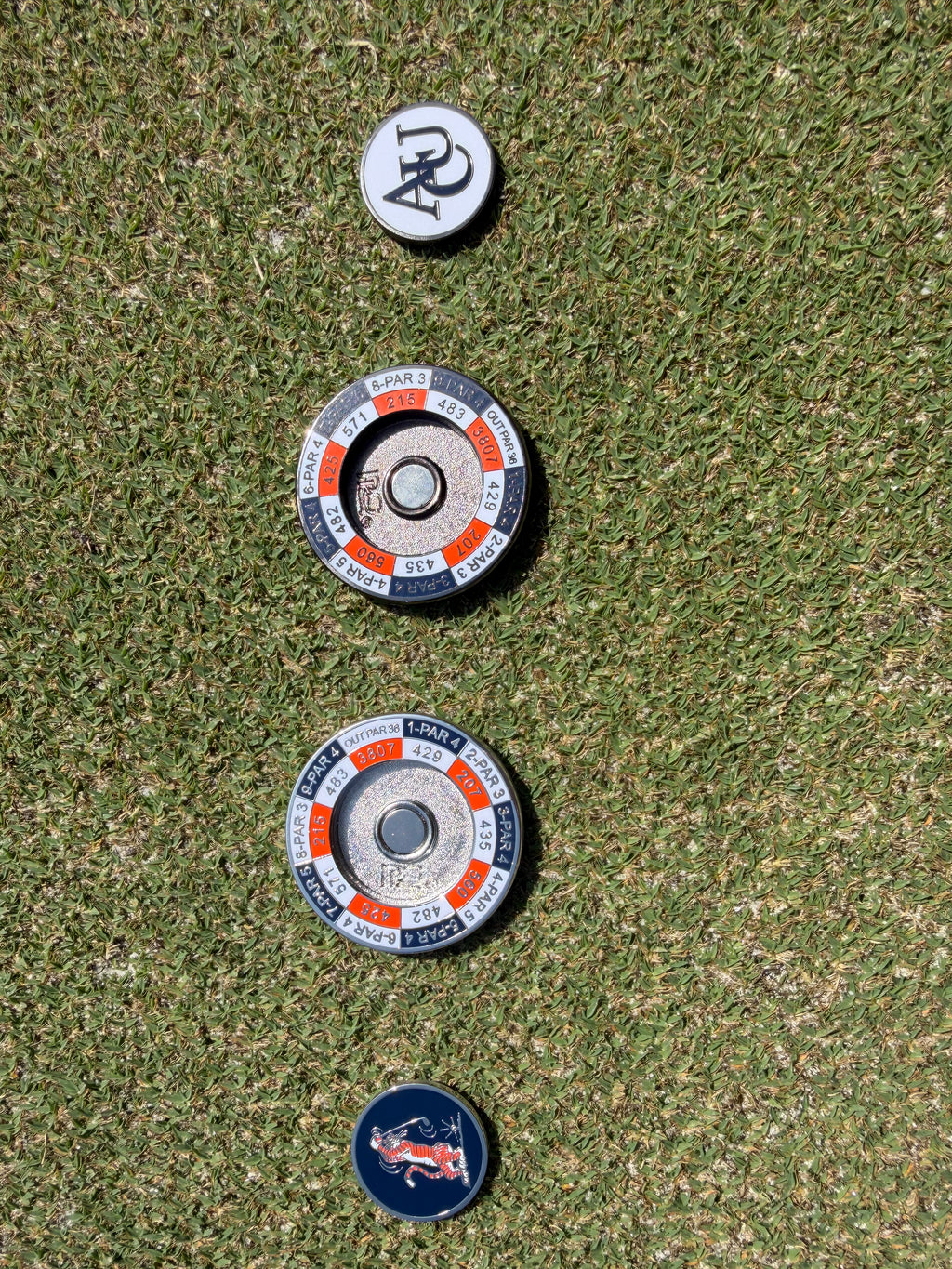 PRG AUC Yardages Nickel / Gunmetal Reversible Ball Marker