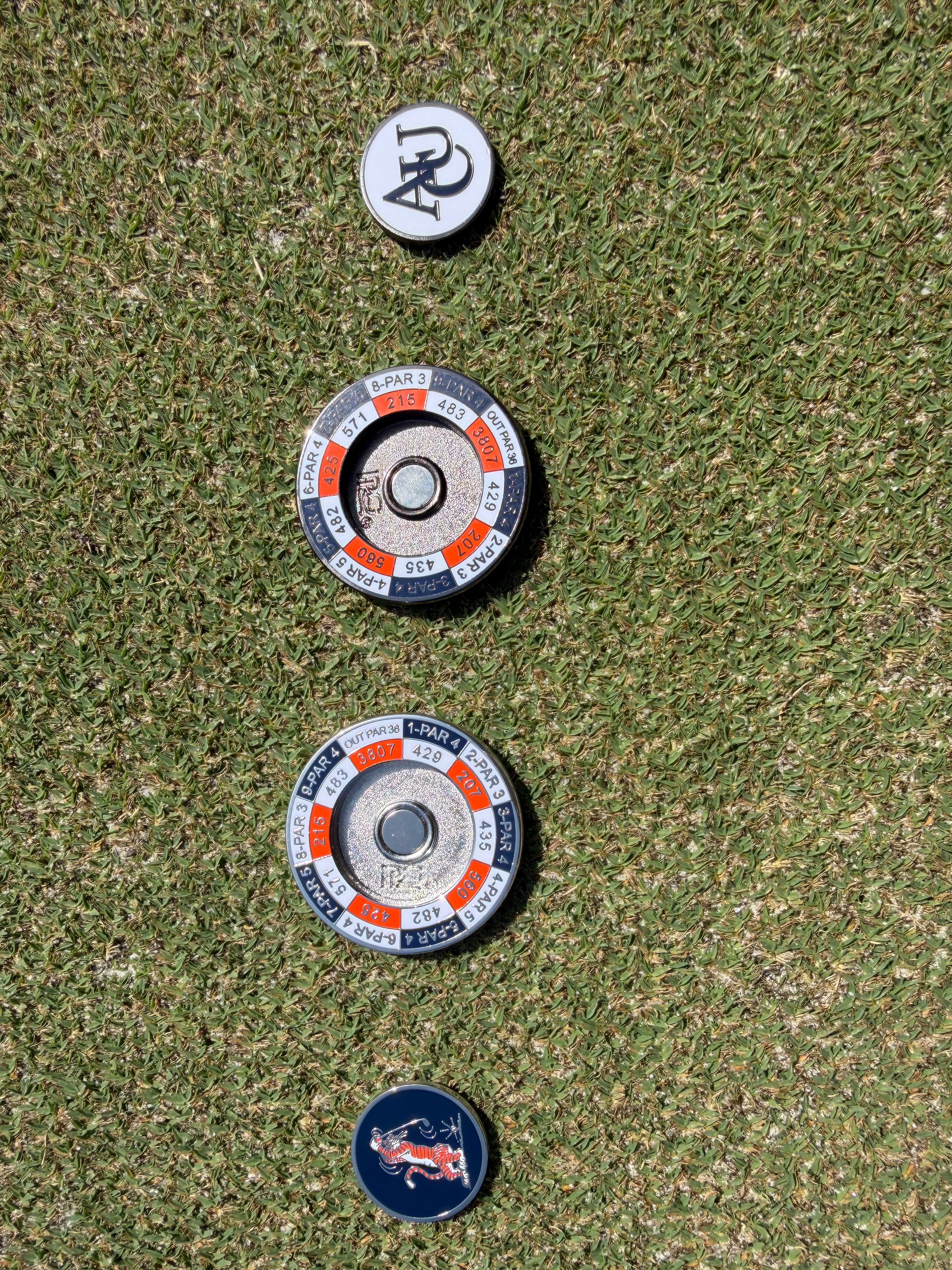 PRG AUC Yardages Nickel / Gunmetal Reversible Ball Marker