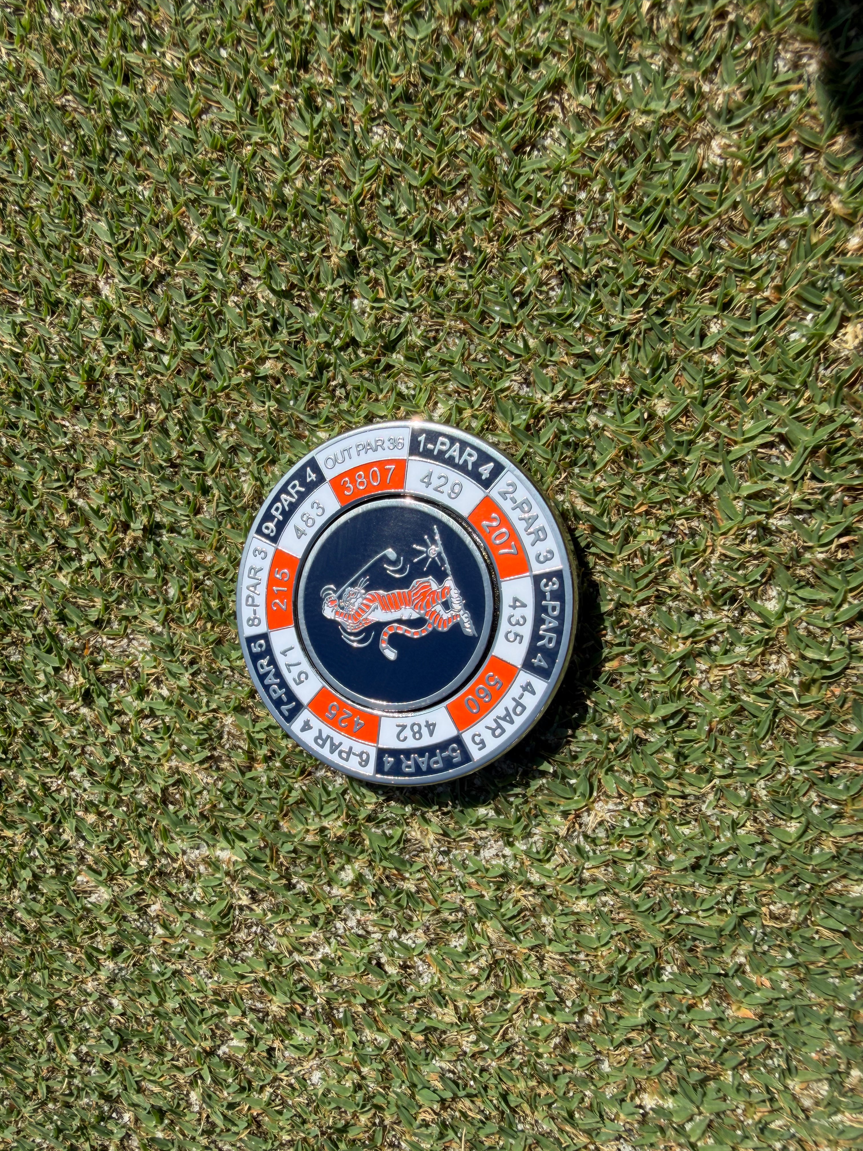 PRG AUC Yardages Nickel / Gunmetal Reversible Ball Marker