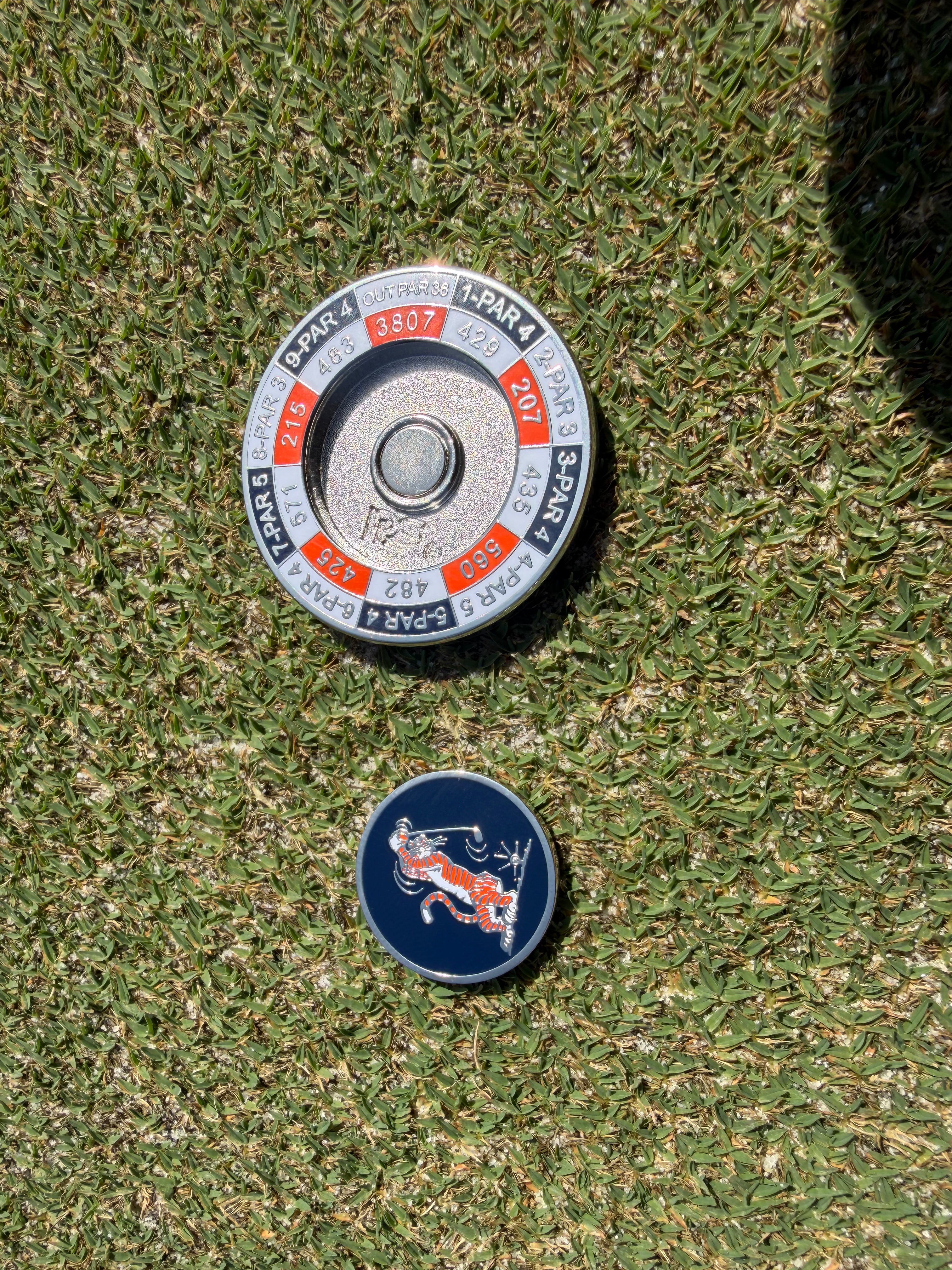 PRG AUC Yardages Nickel / Gunmetal Reversible Ball Marker