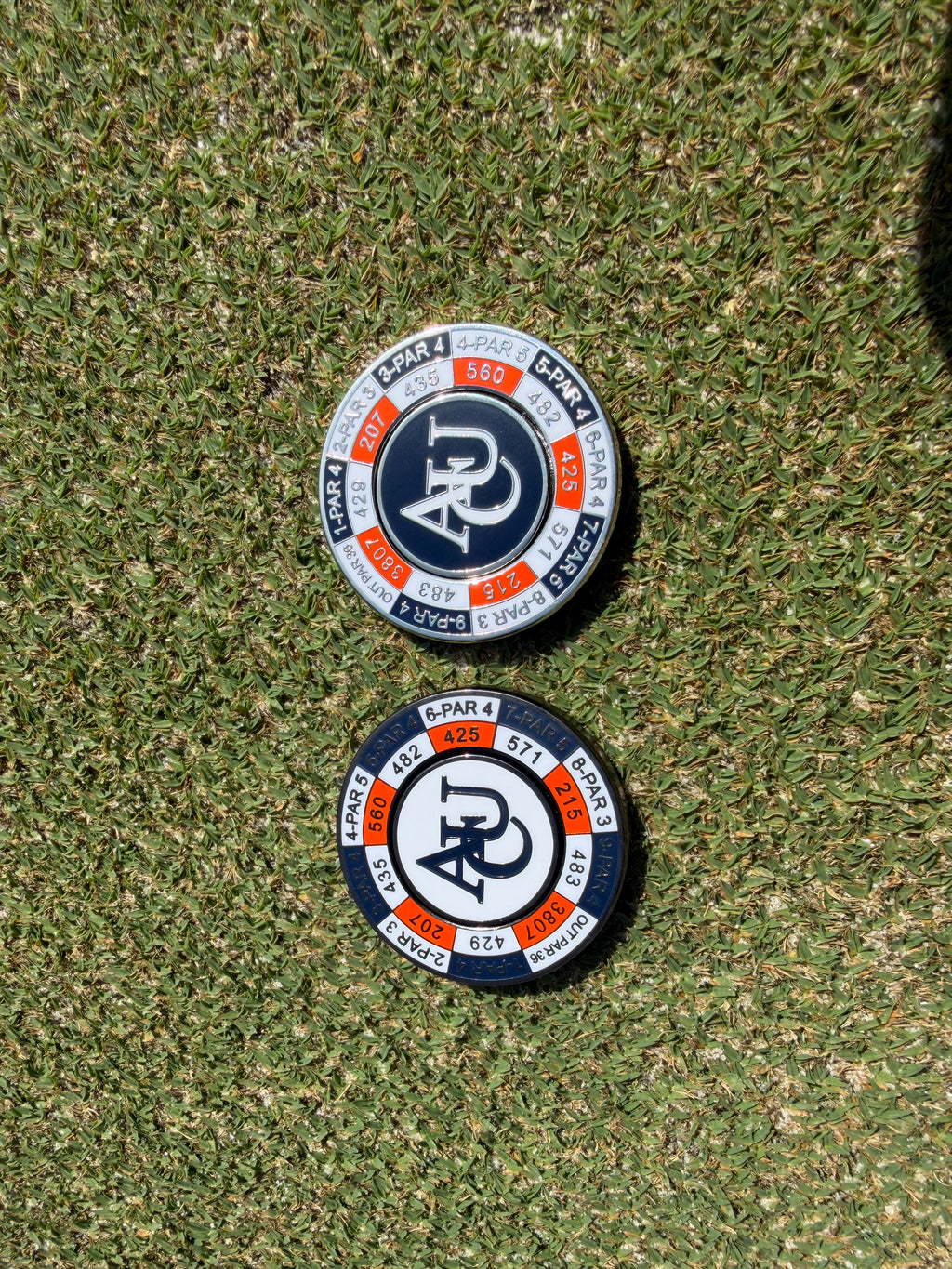 PRG AUC Yardages Nickel / Gunmetal Reversible Ball Marker