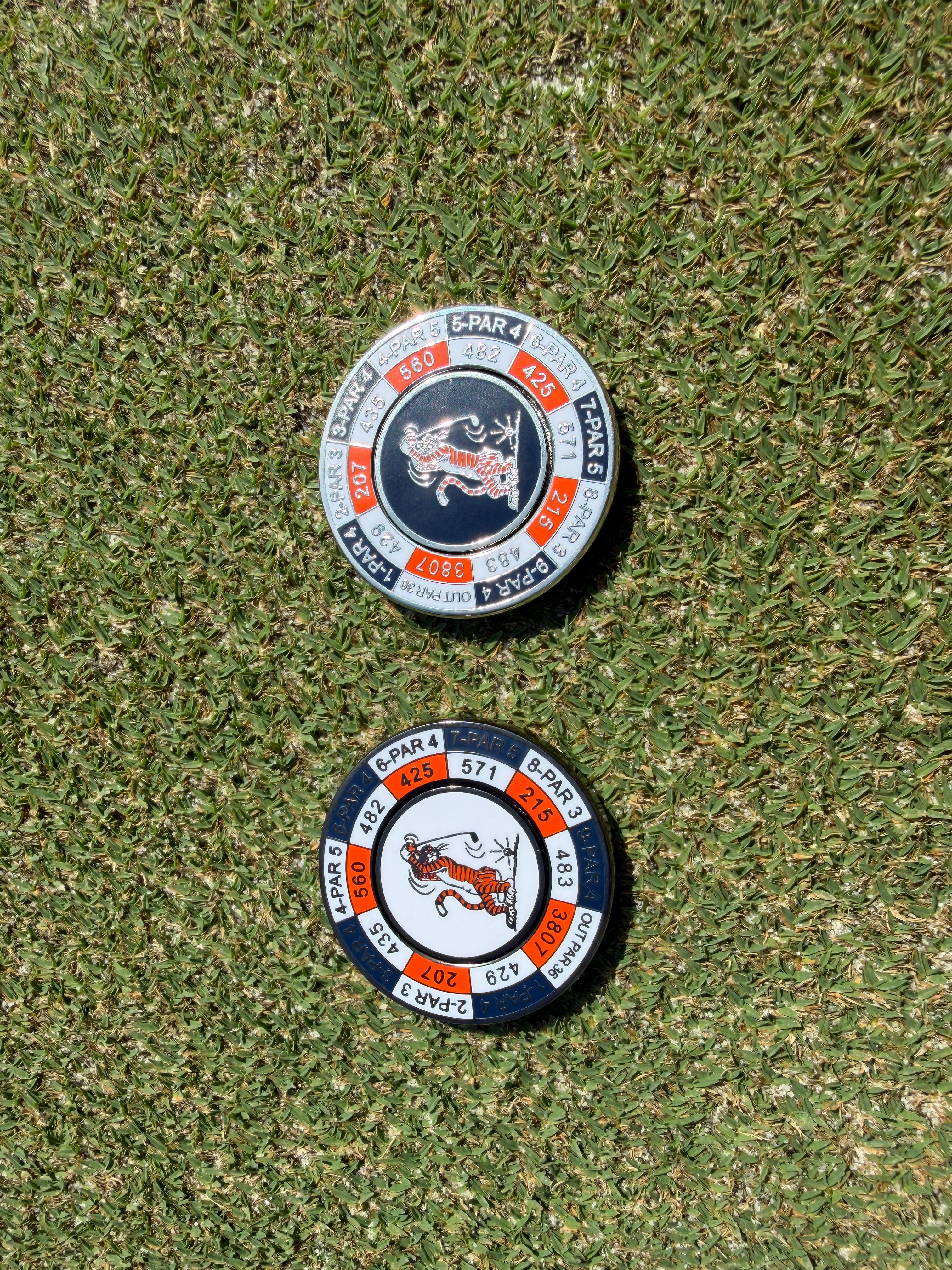 PRG AUC Yardages Nickel / Gunmetal Reversible Ball Marker