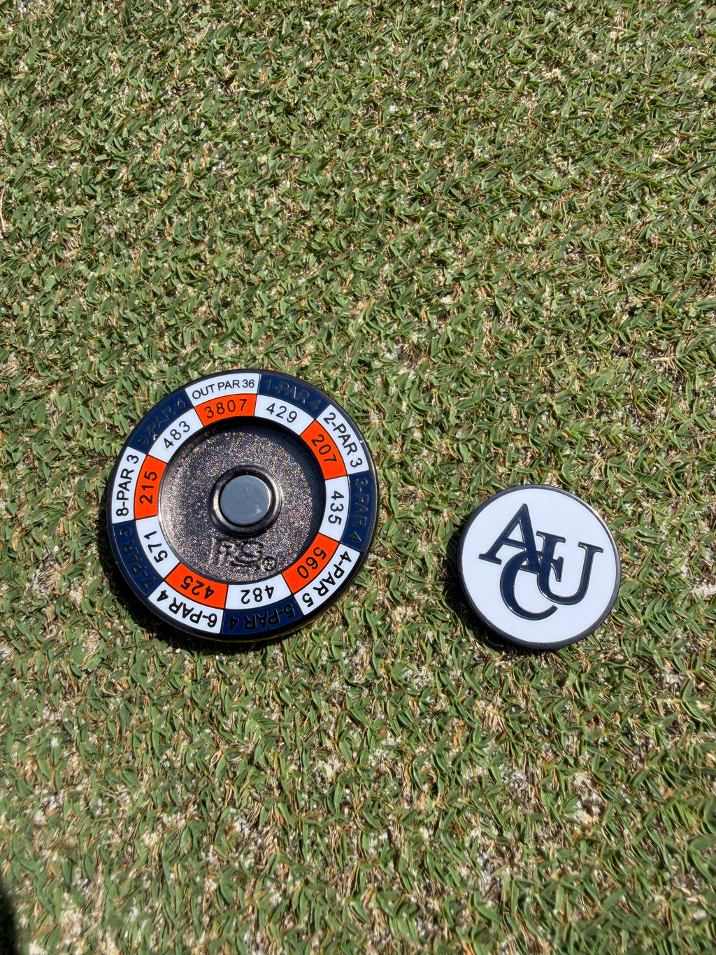 PRG AUC Yardages Nickel / Gunmetal Reversible Ball Marker