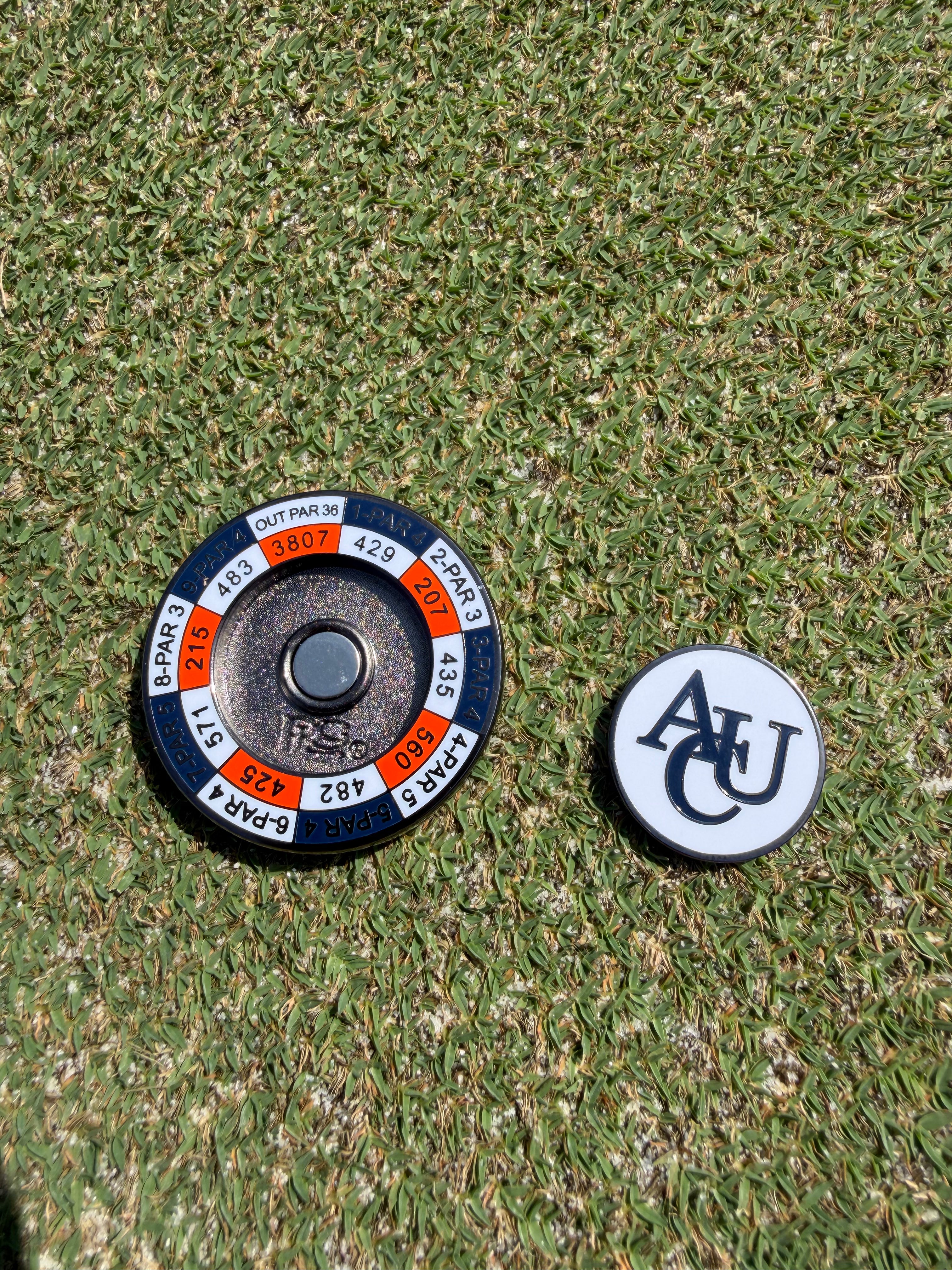 PRG AUC Yardages Nickel / Gunmetal Reversible Ball Marker