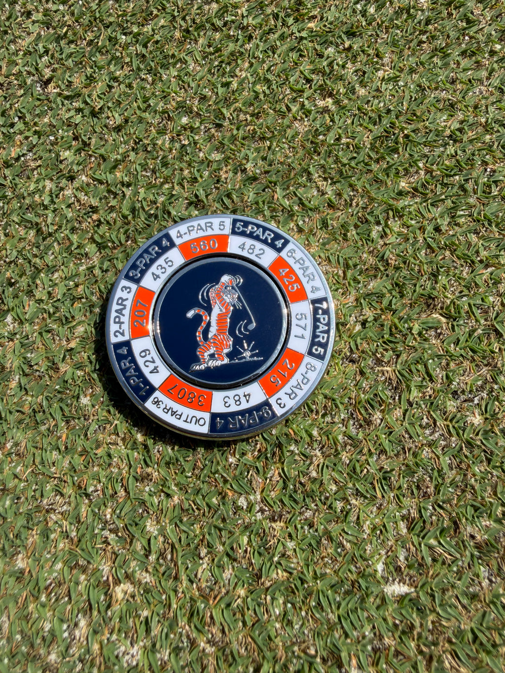 PRG AUC Yardages Nickel / Gunmetal Reversible Ball Marker