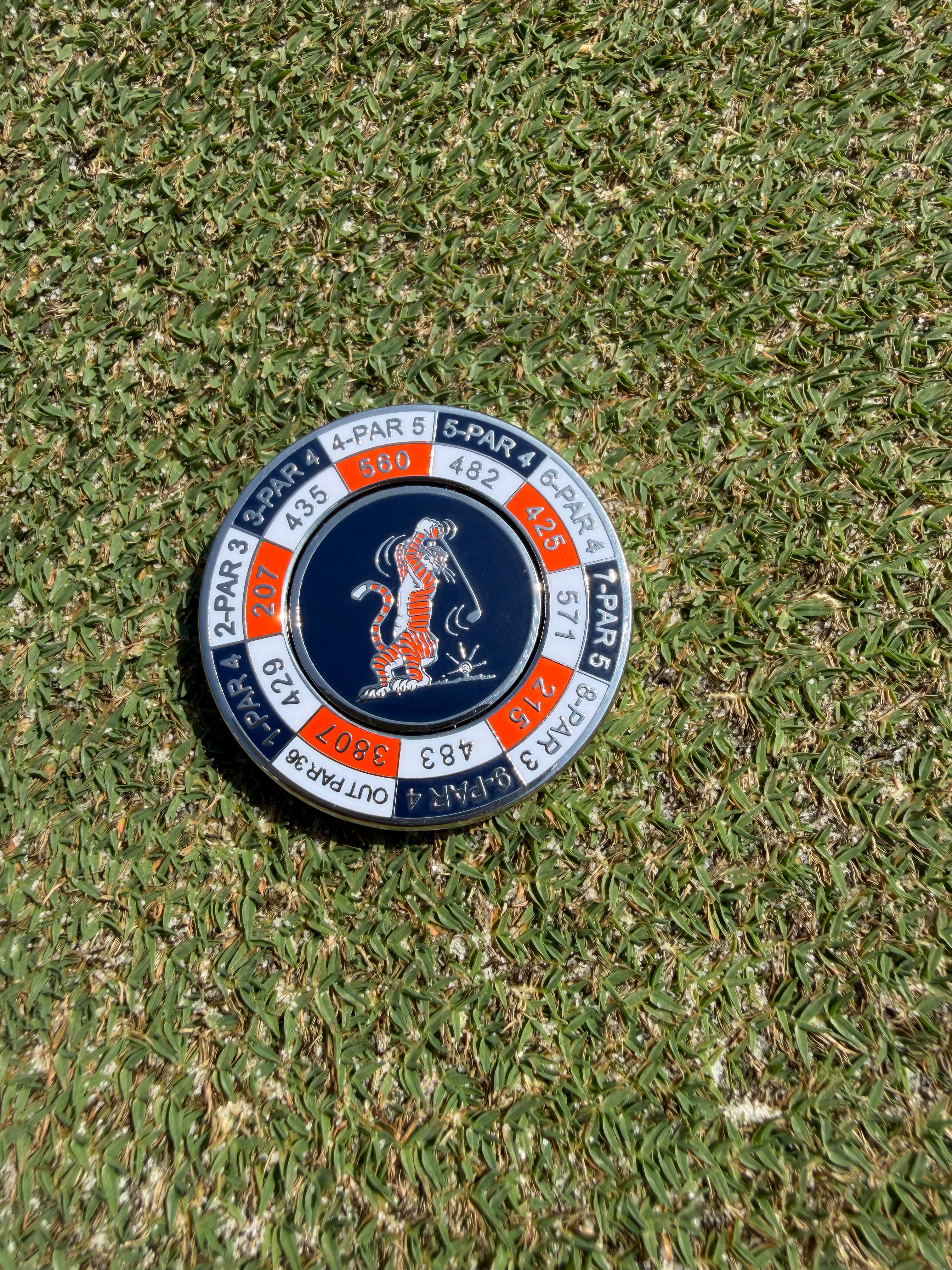 PRG AUC Yardages Nickel / Gunmetal Reversible Ball Marker