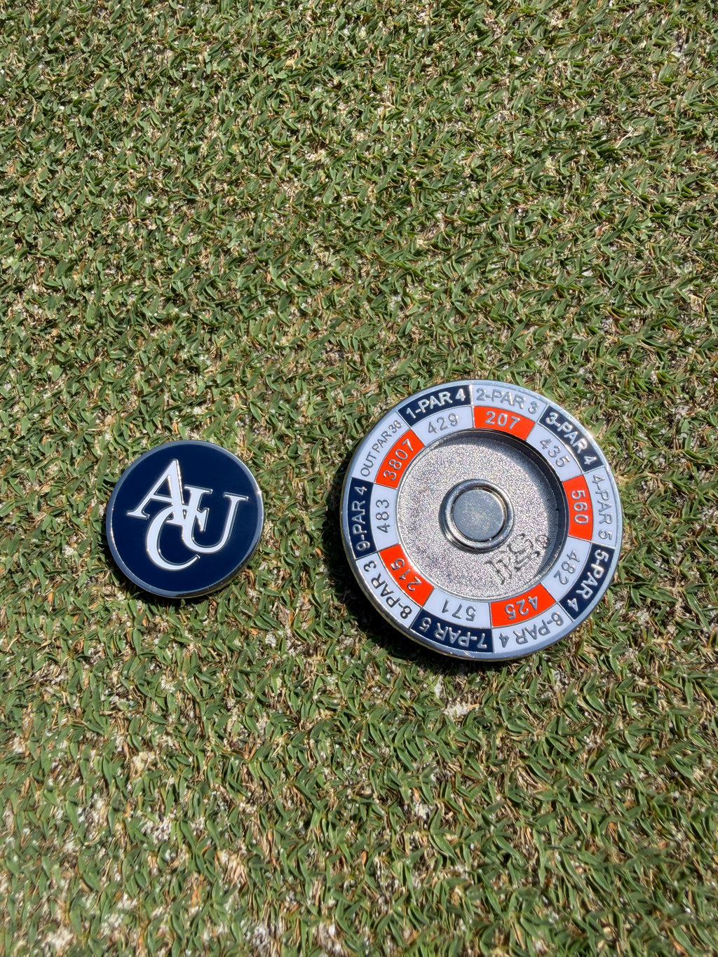 PRG AUC Yardages Nickel / Gunmetal Reversible Ball Marker